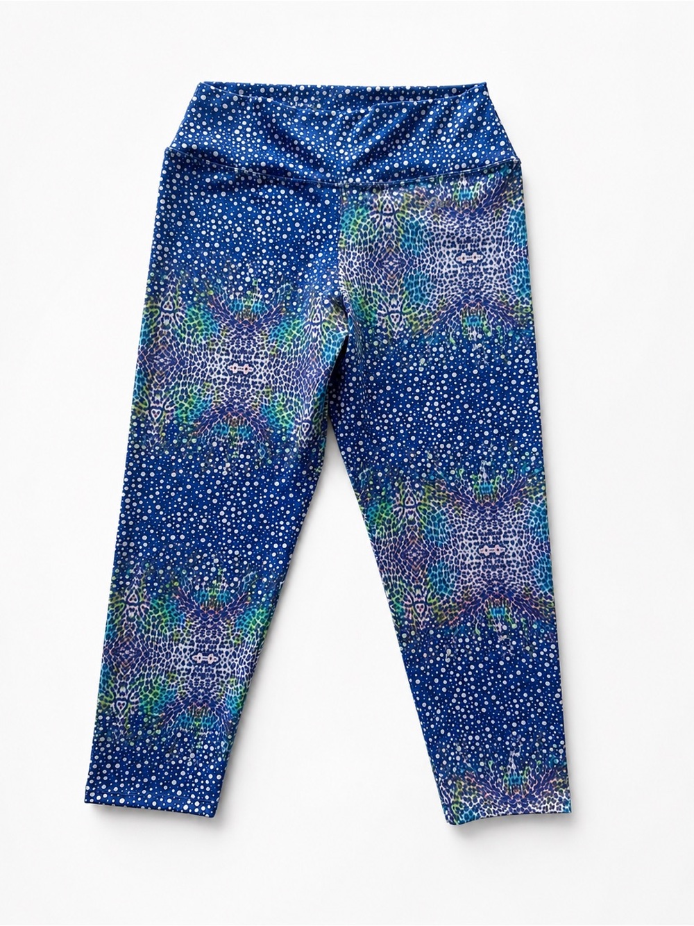 Maqui Sportswear Blue Printed High-Rise Cropped Leggings